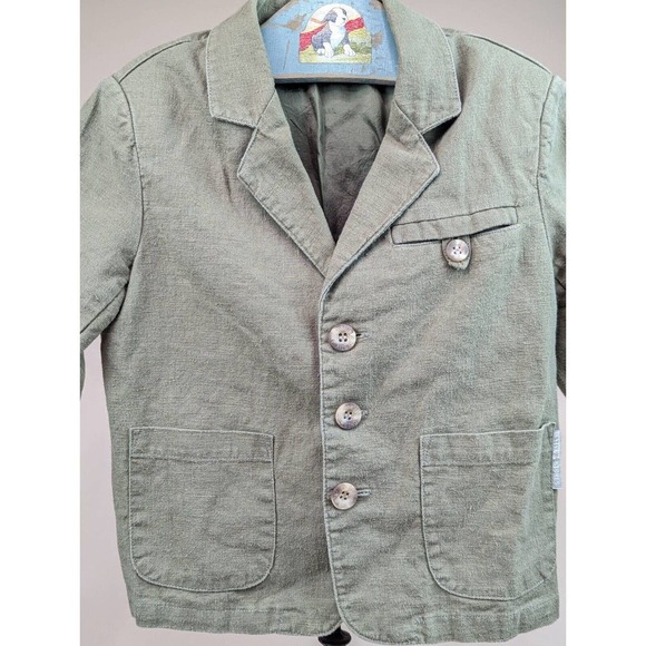 Stix N Stones Toddler Boys Sports Jacket Dress Up Green Linen Cotton 3-Button 2T - Picture 4 of 5